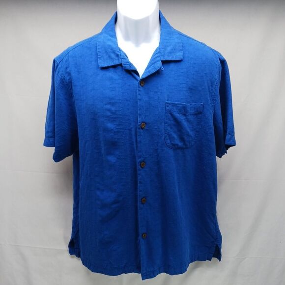 Tommy Bahama Silk & Cotton Casual Button Down Shirt Men's Large Blue............ - Picture 2 of 11